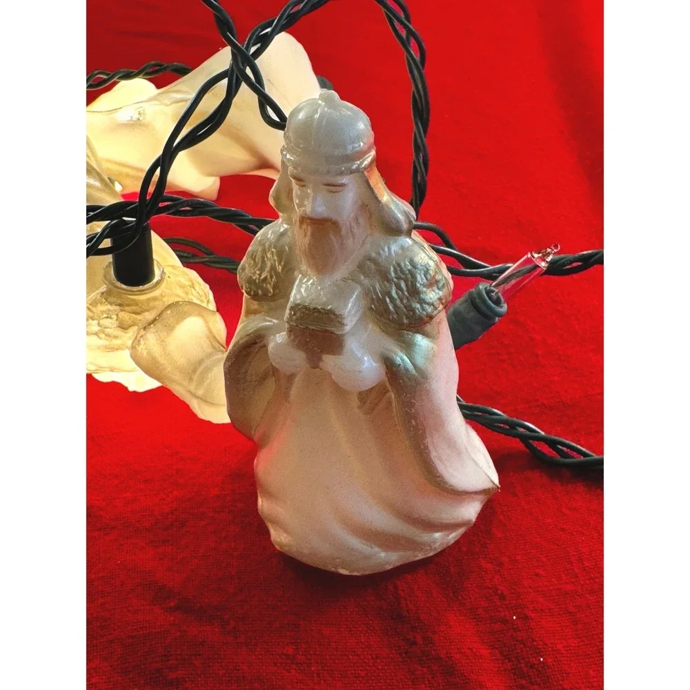 Vintage Nativity Three Wise Men Christmas String Lights Blow Mold Style Set